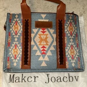 Geometric Blue and Brown Tote Bag